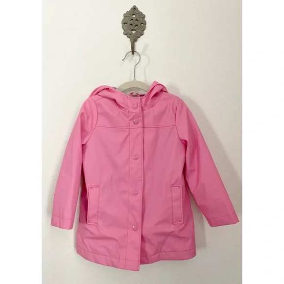 SOLD Baby Gap • Pink Floral Jersey Lined Hooded Rain Coat - Picture 2 of 16